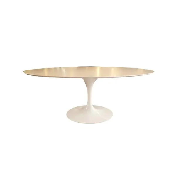 Tavolo ovale in laminato e metallo (bianco), Sigerico 