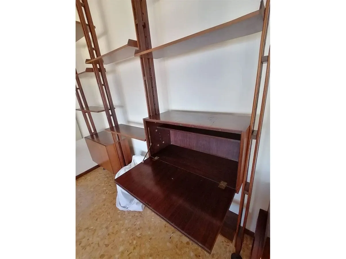 Ceiling bookcase with vintage wooden shelves (1960s) 1