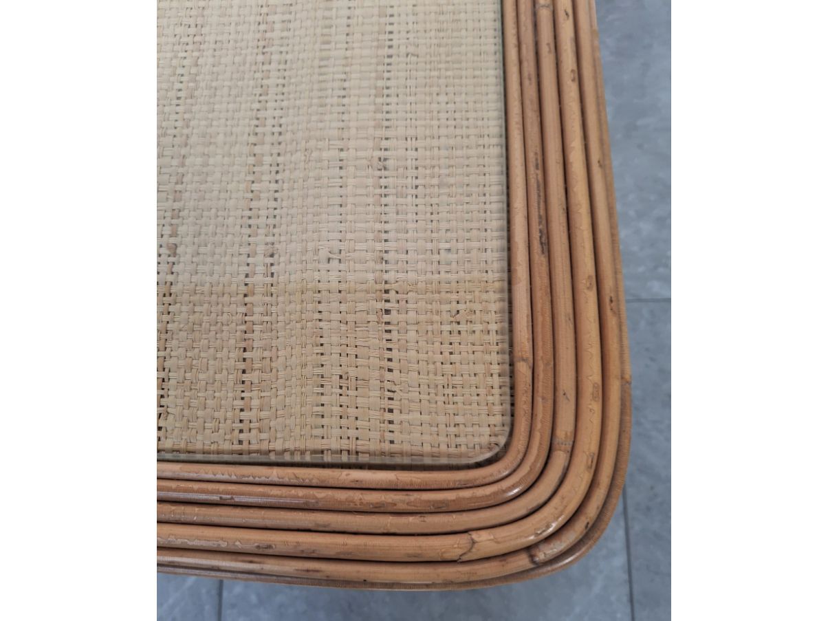 Comodino in legno rattan e vimini (anni '70), Vivai del Sud Details