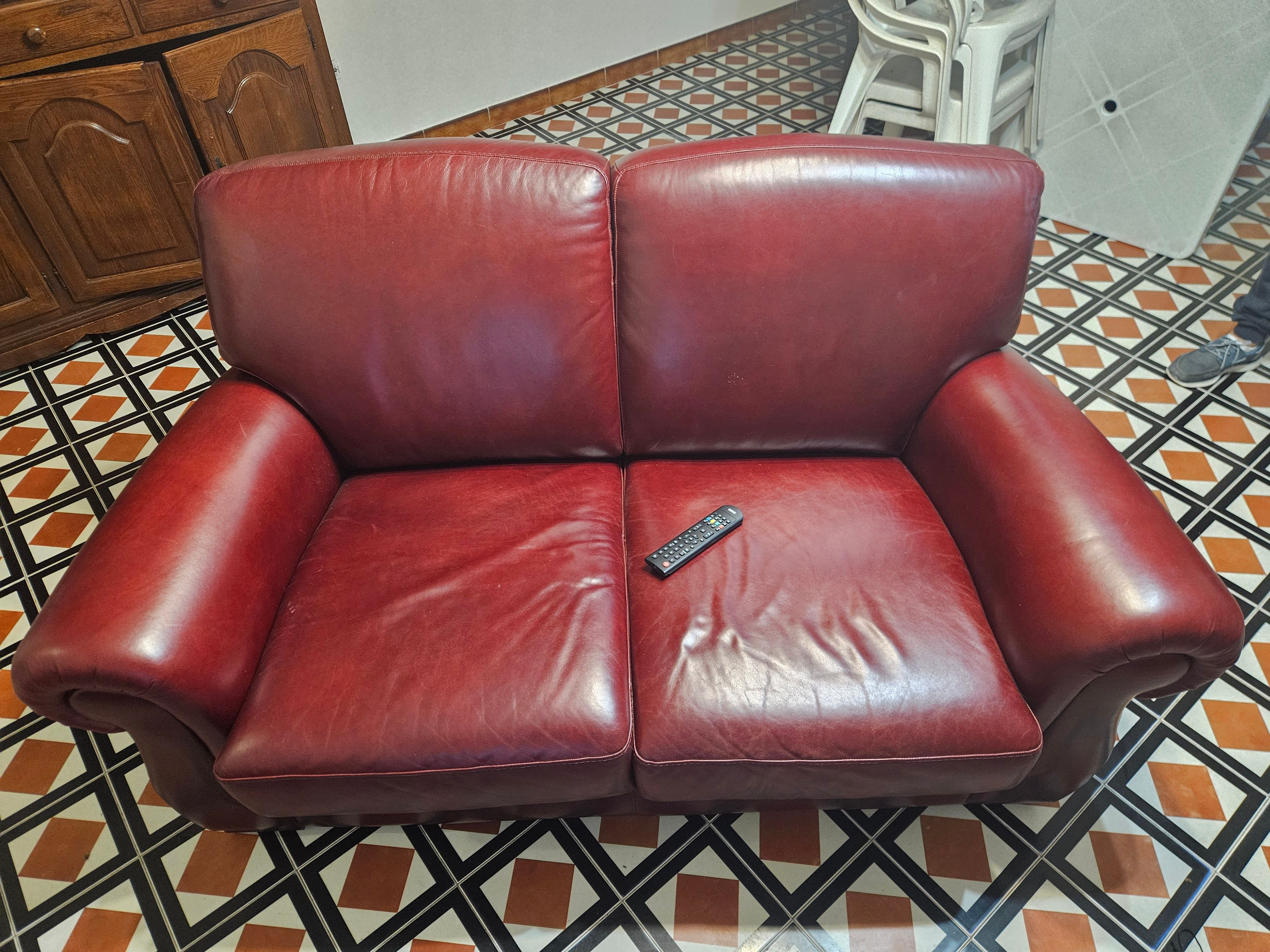 Set divano e 2 poltrone Bross in pelle (rosso) Details