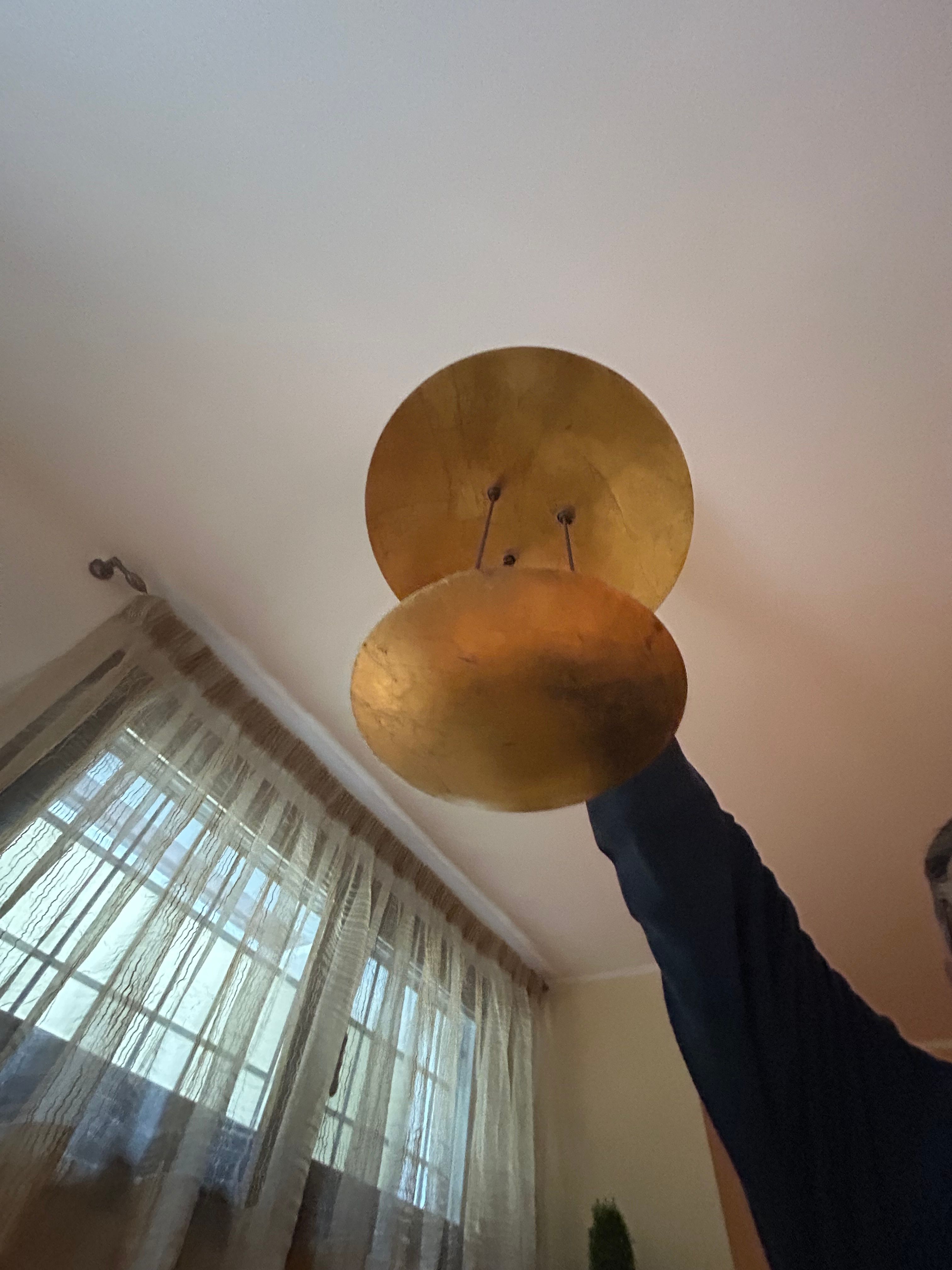 Coppia di lampadari Sistema due dischi dorati Brand