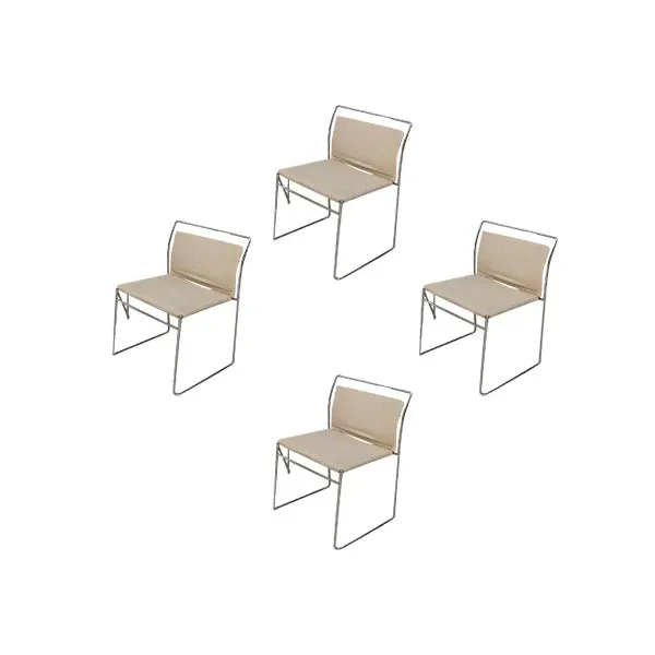 Sedia Pieghevole In Acciaio OEF Furnishings - Set Da 4, Colore Beige, Struttura In Metallo Verniciato, Resistente E Impilabile