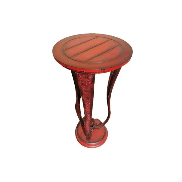 Vintage round red metal side table (1990s), 