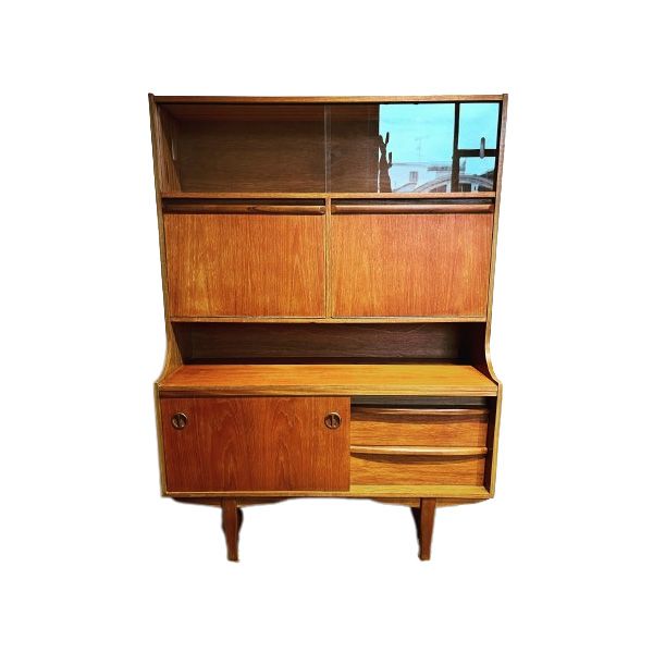 Credenza vintage in legno di teak e vetro (anni '50), image