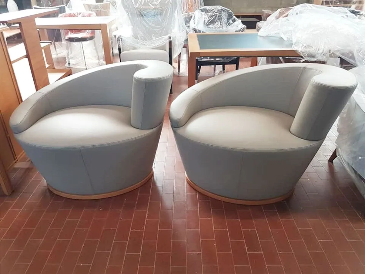 Set 2 Poltrone Ellis pelle e legno acero (avorio), Giorgetti 5