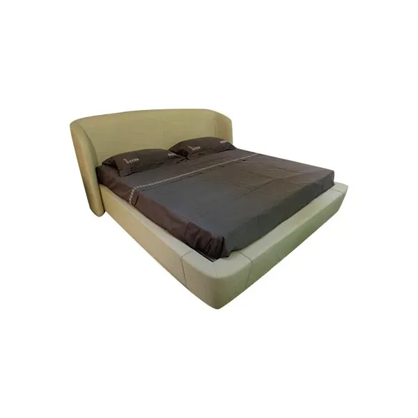 Letto matrimoniale imbottito Jewel in pelle (beige), Brummel image