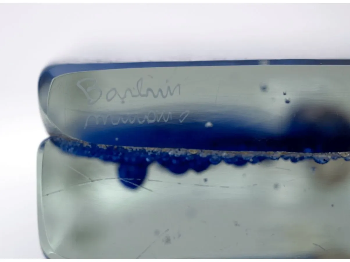 Vaso monofiore in vetro cristallo sommerso, Barbini Murano   1