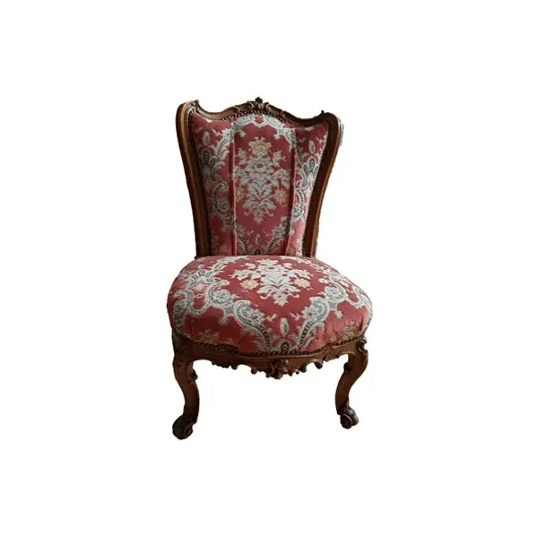 Vintage armchair in wood and red velvet (1970s) image