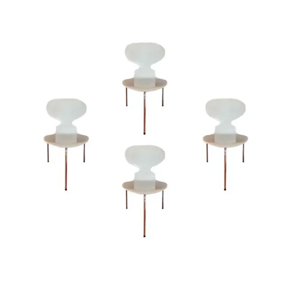 Set 4 sedie acciaio e legno laccato (bianco), Fritz Hansen 