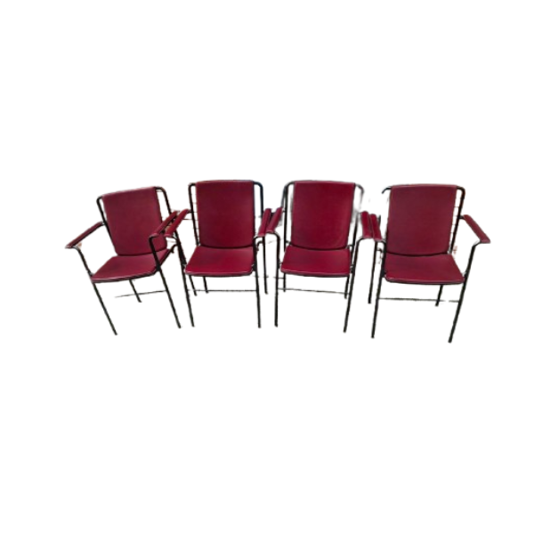 Set of 4 red Movie armchairs by Mario Marenco image