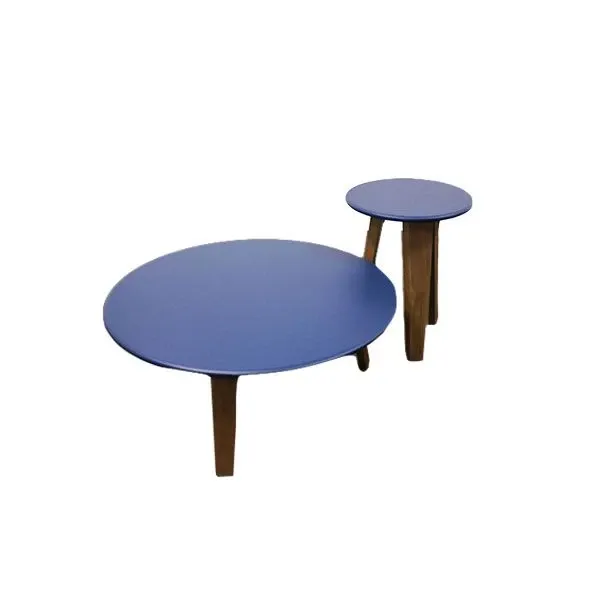 Set of 2 Herve' round coffee tables in wood (blue), Ivano Redaelli image