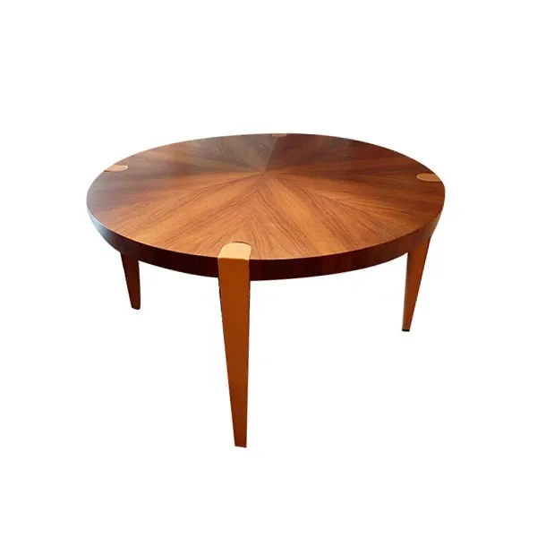 Victor round table in wood and leather (brown), Giorgetti image