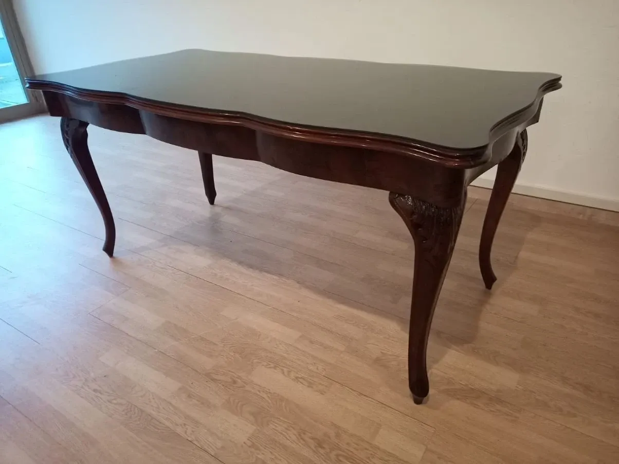 Vintage walnut wood table, 3
