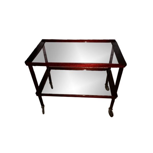 Vintage glass and mahogany trolley (1960s), image