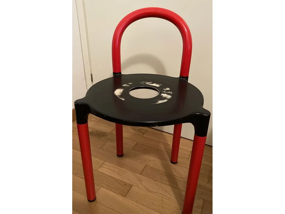 Polo stool by Anna Castelli Ferrieri (black-red), Kartell | Deesup
