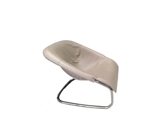 Cortina armchair in metal and leather, Minotti 
