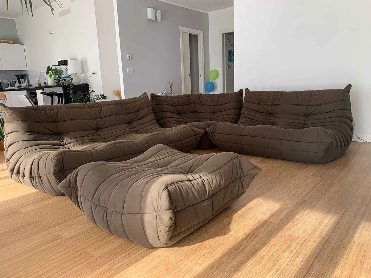 Togo modular sofa in fabric (brown) 4