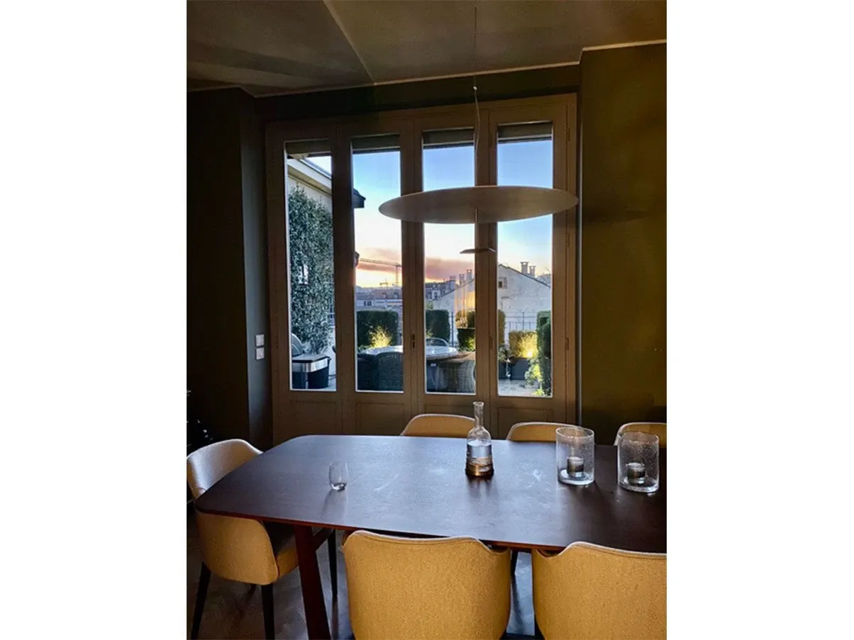 Dot 600 suspension lamp in anodized brass, Lumina 7