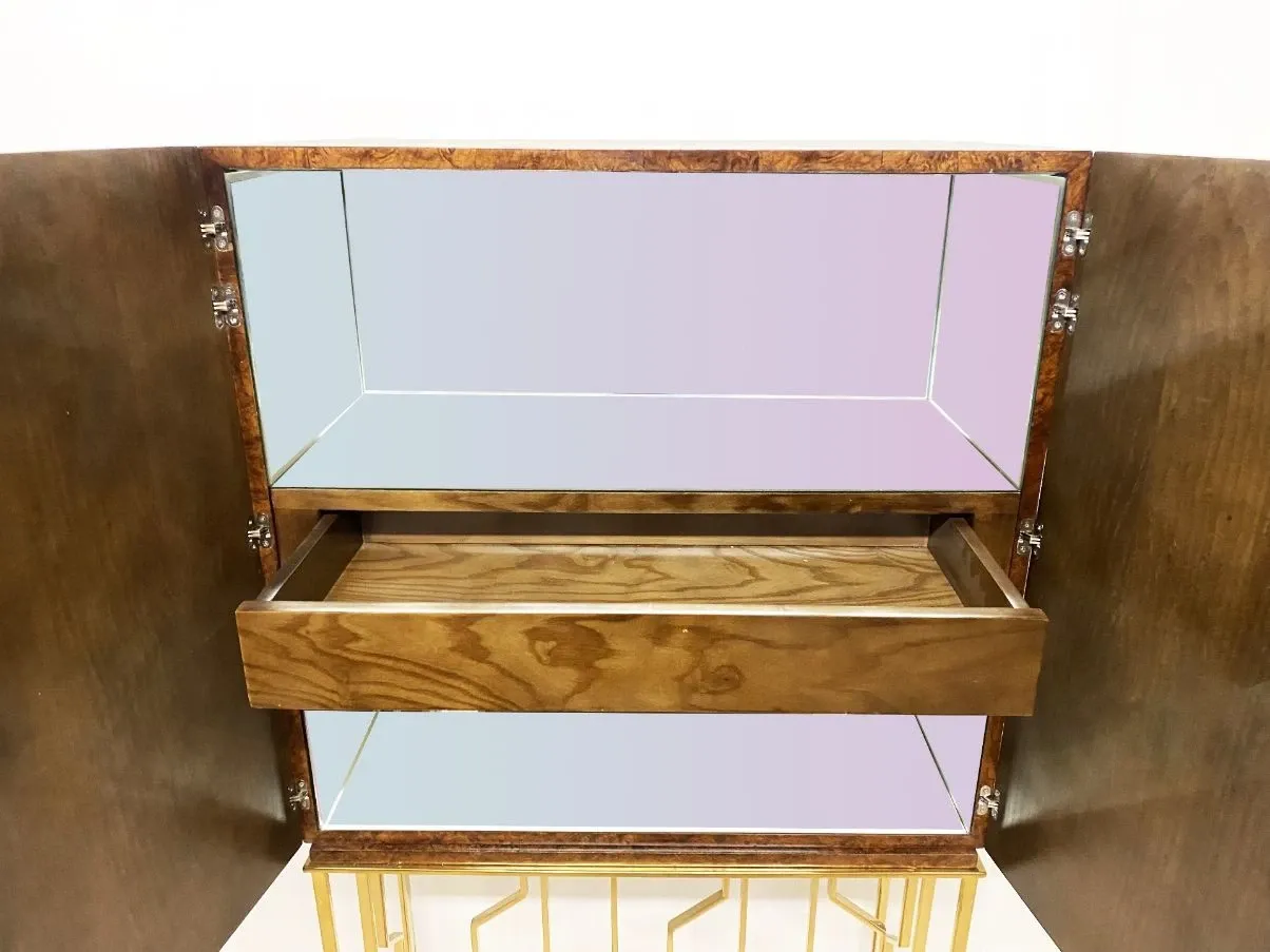 Mobile bar vintage in mogano e ottone (anni '70), 4