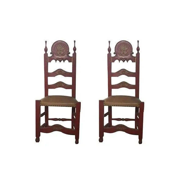 Set of 2 chairs in inlaid wood, Merlin 