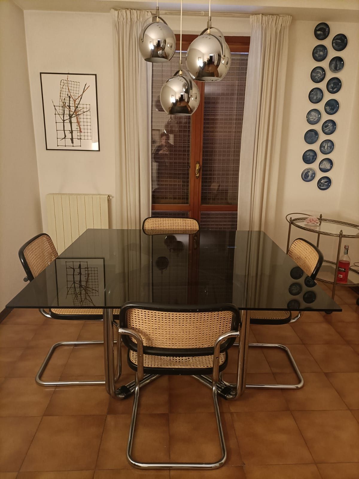 Tavolo da pranzo quadrato in cristallo temperato (anni '70) Main