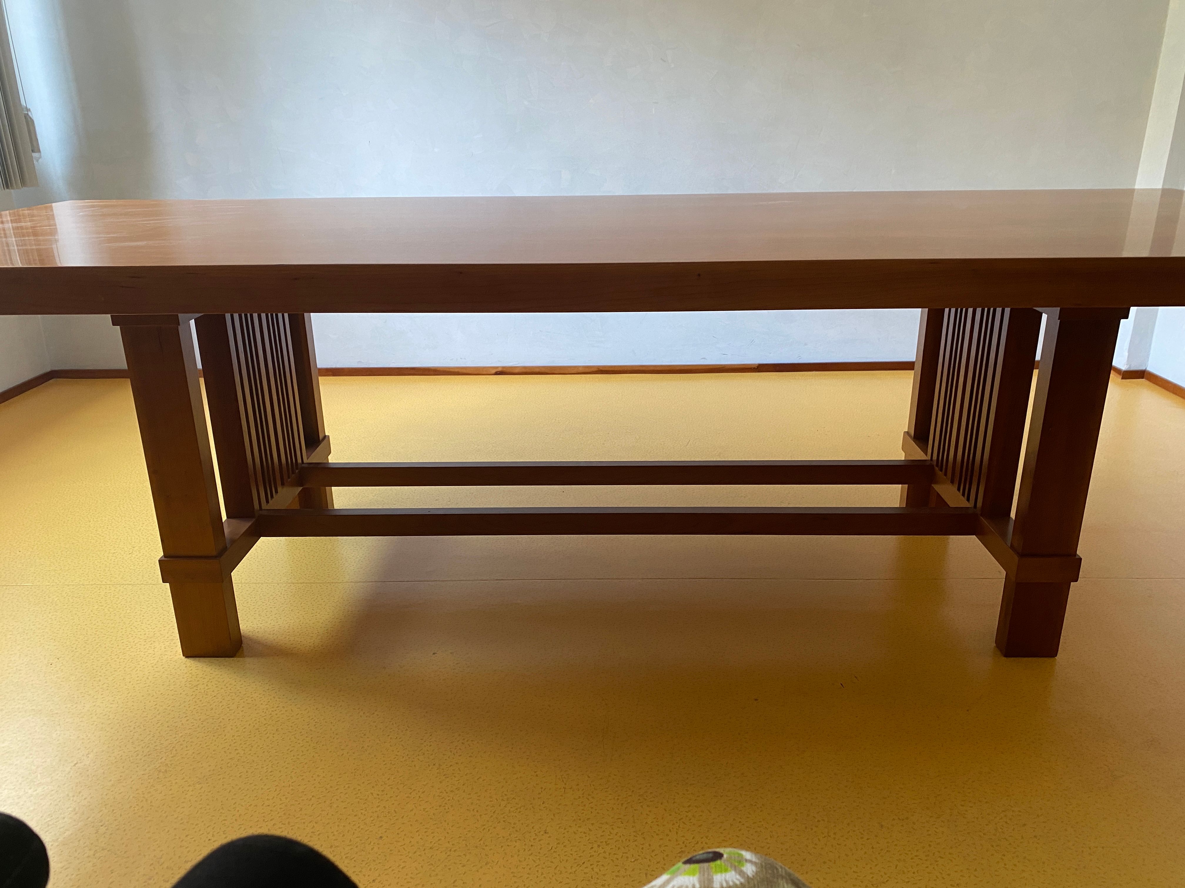 Frank Lloyd Wright Taliesin Rectangular Cherry Wood Dining Table Front