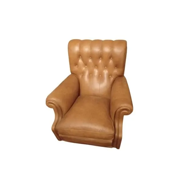 Poltrona vintage in pelle marrone (anni '70), Poltrona Frau 
