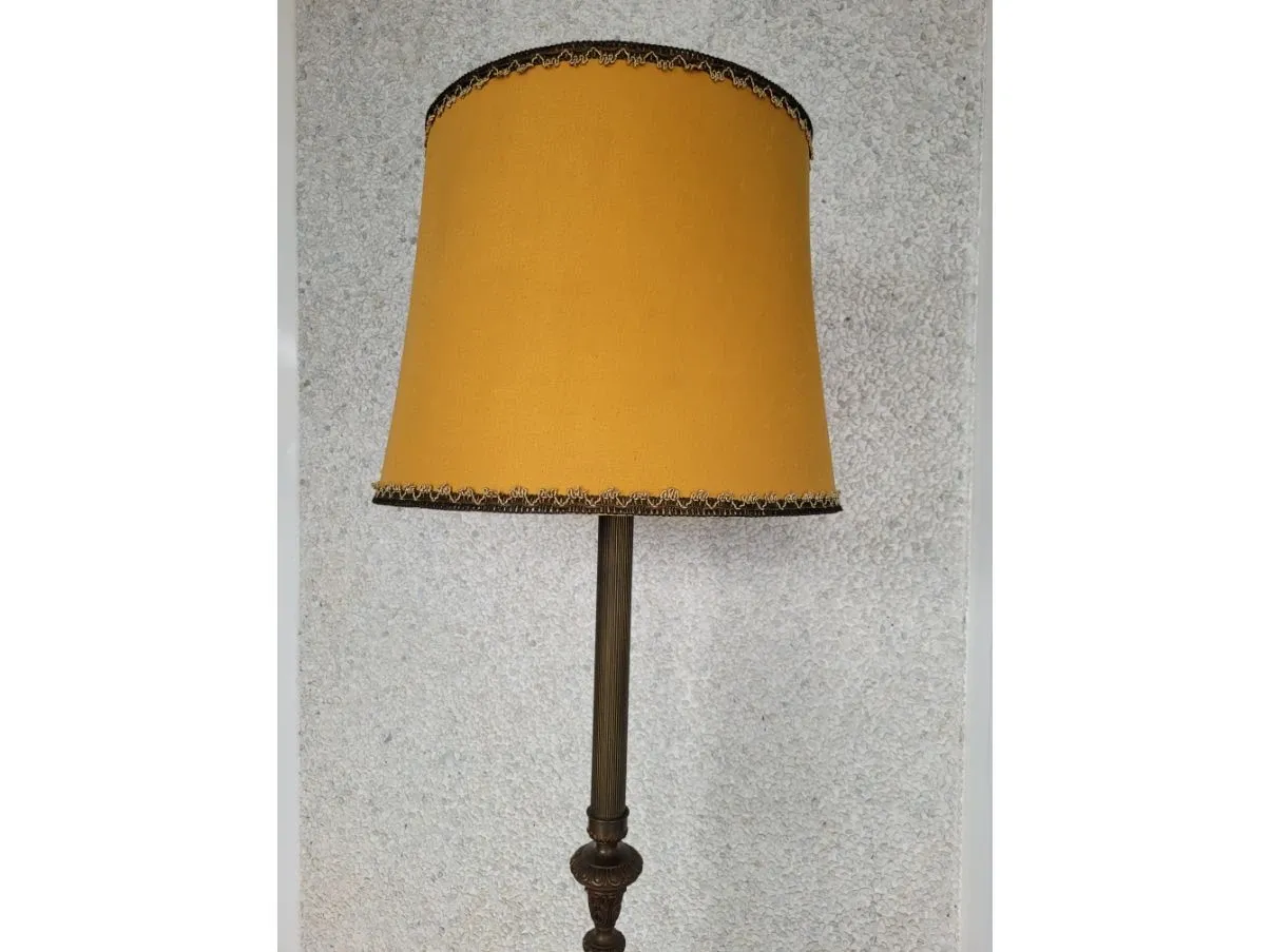 Lampada da terra in ottone e tessuto vintage (anni'50),  6