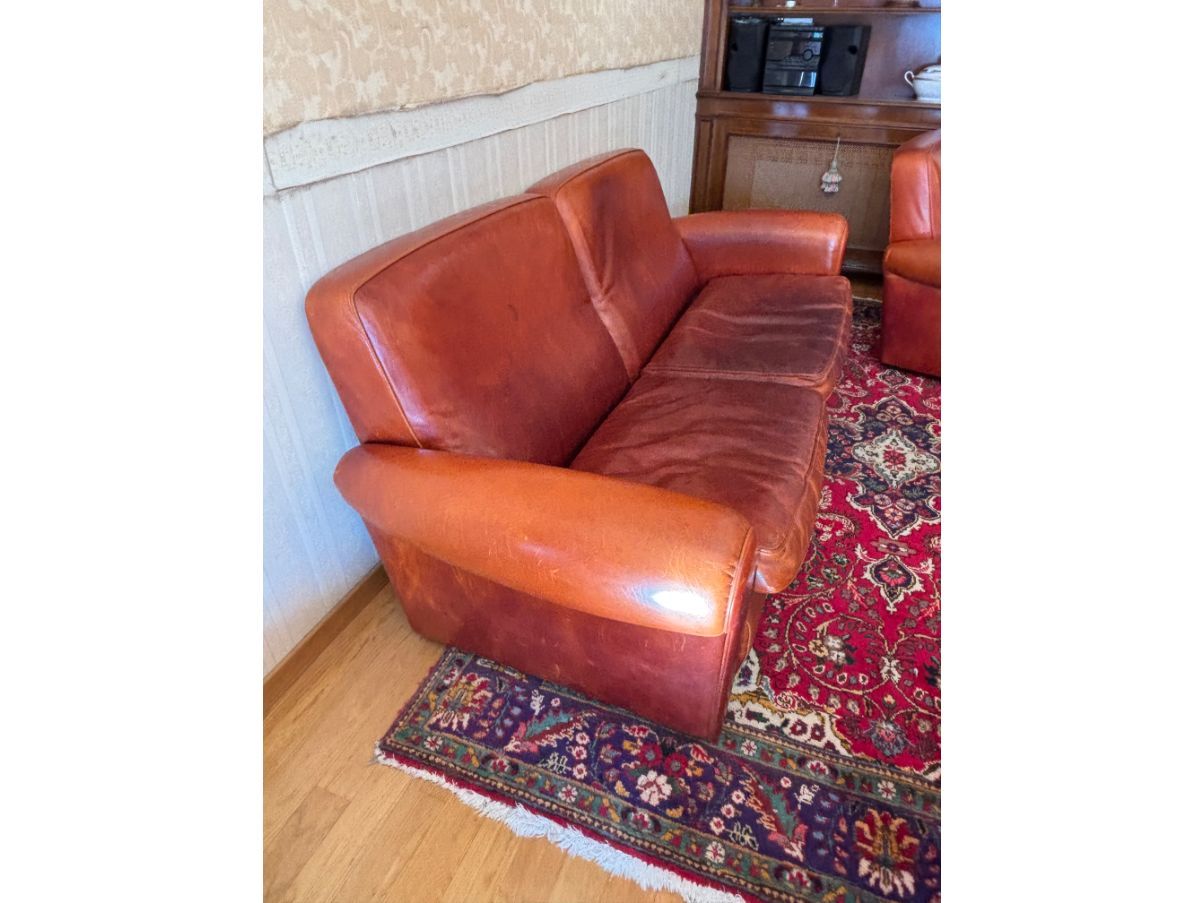Divano 3 posti vintage in pelle  Front