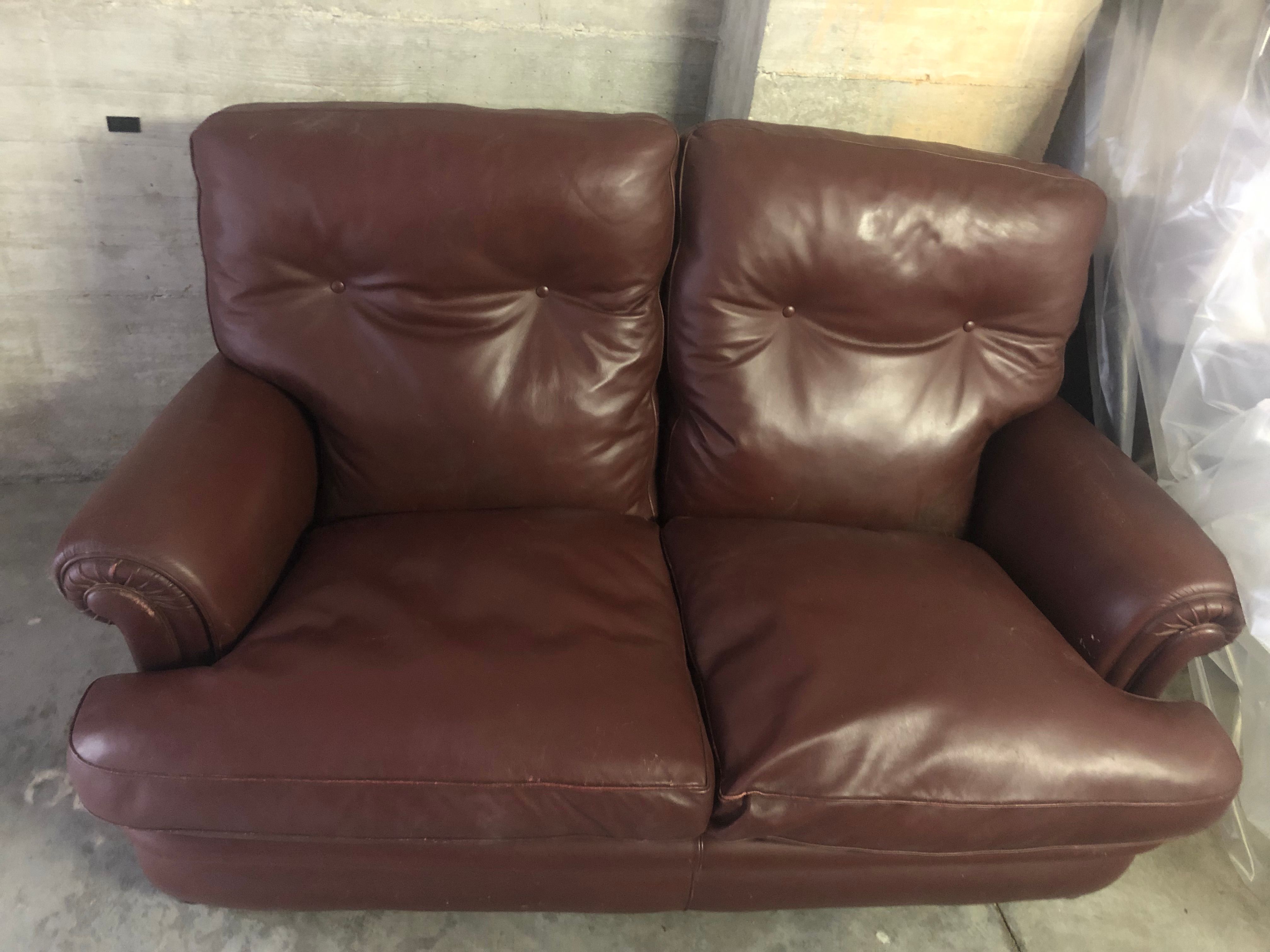 Vintage Ledersofa Set mit 2-Sitzer Couch und 2 Sesseln Main