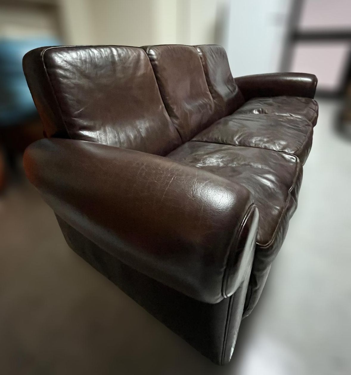 Mickey 3 seater sofa upholstered in leather (brown), Baxter  Side