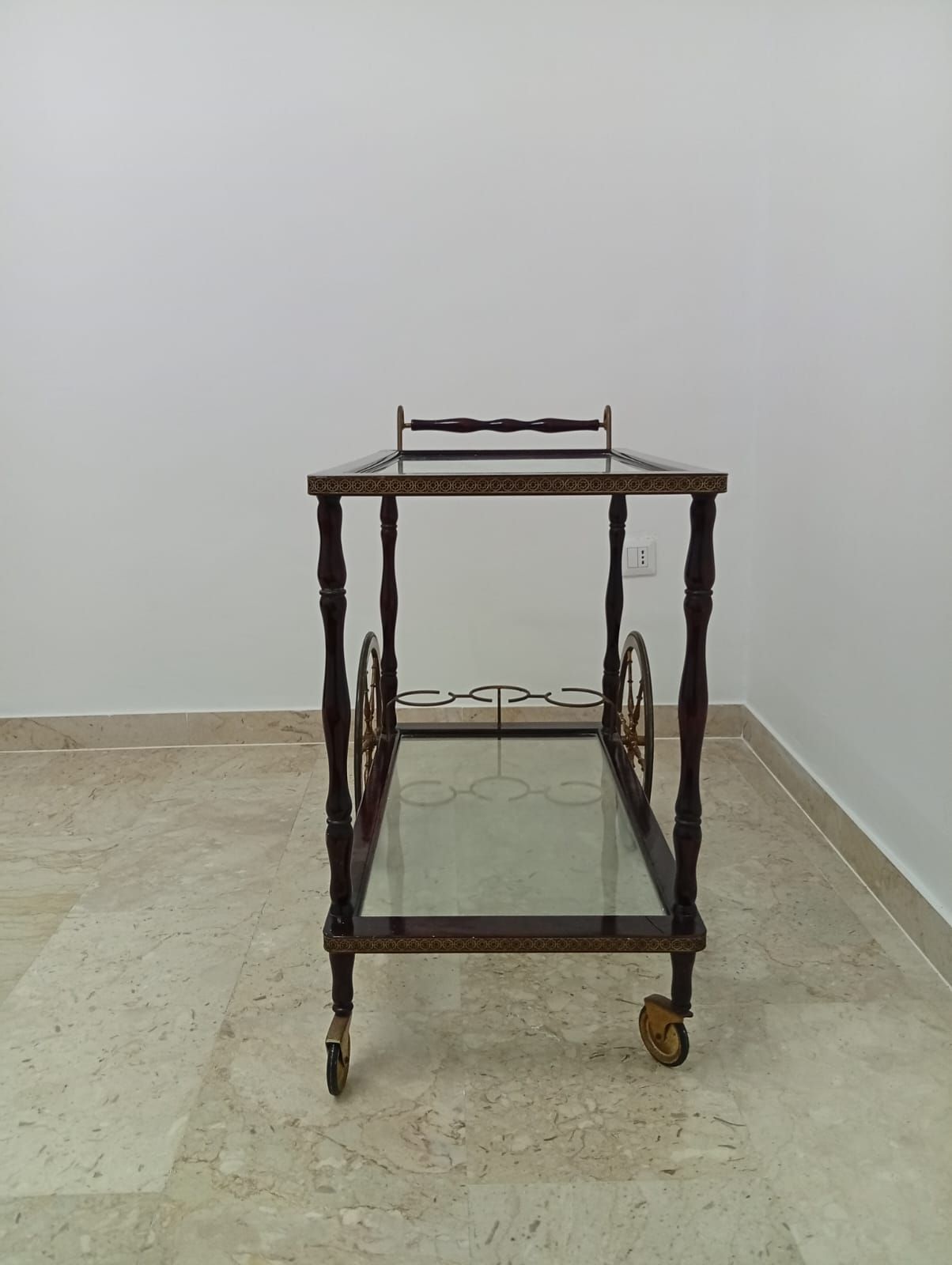 Carrello bar vintage in legno di mogano (anni '60) Side