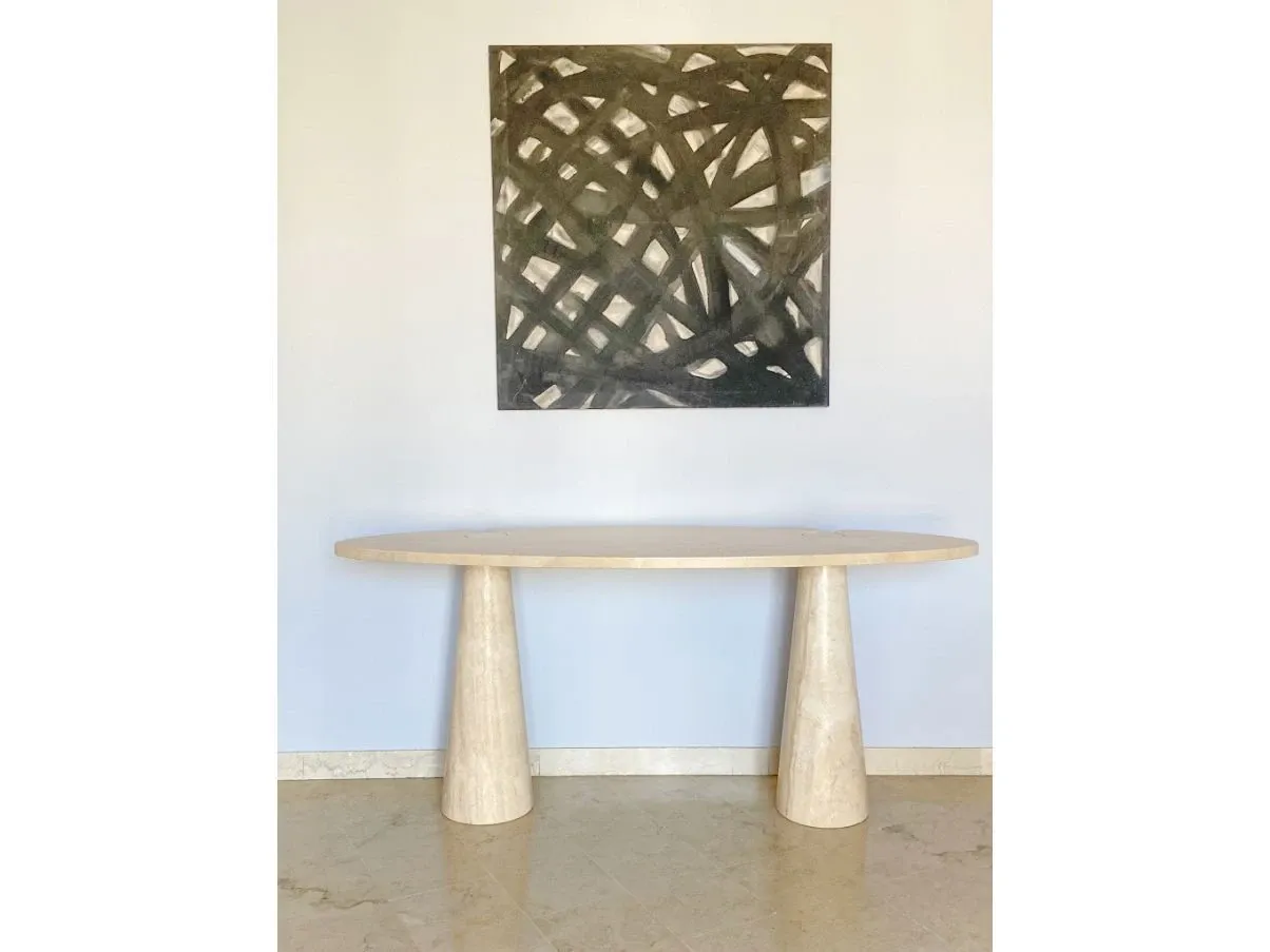Vintage travertine Eros Console (70s), 5