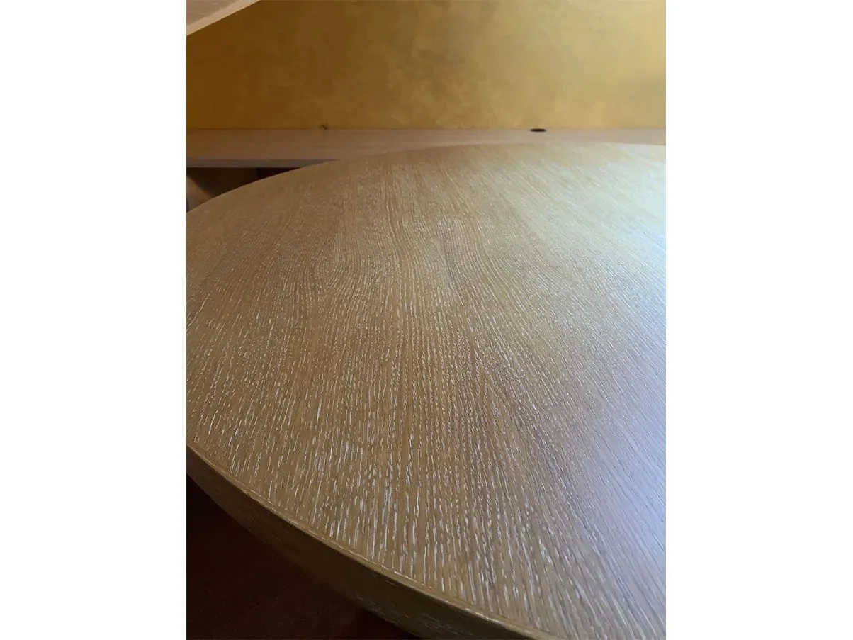 Apta round table in brushed oak wood 2
