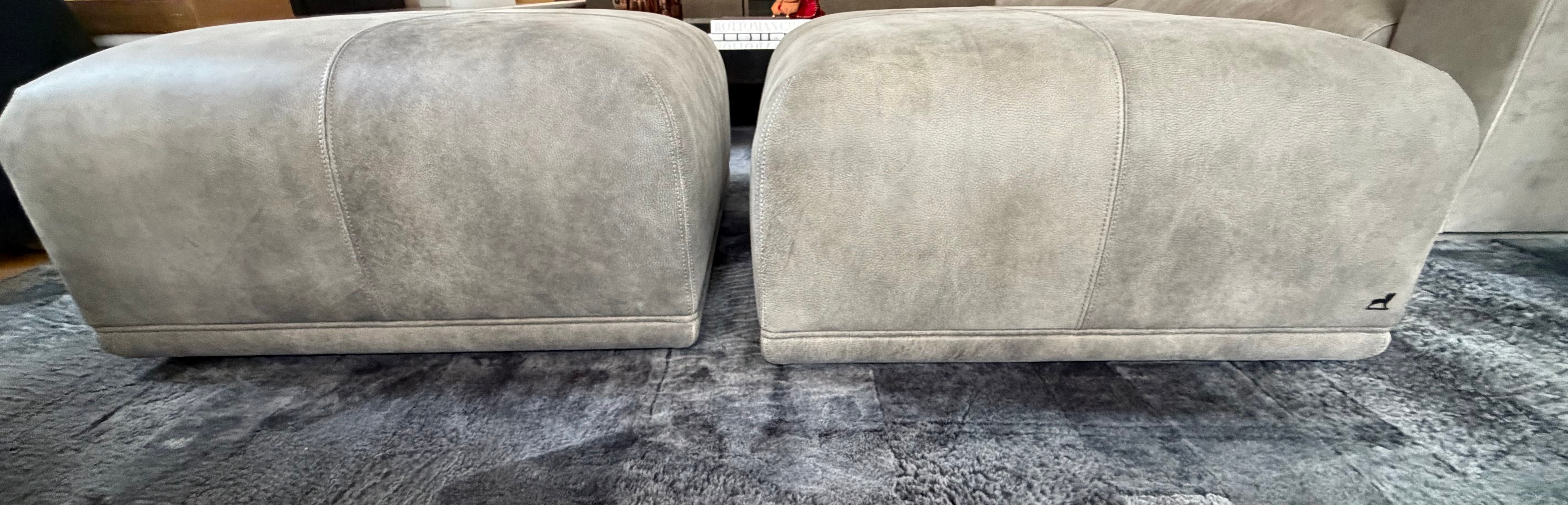 Pair of Amerigo leather ottomans Optional10