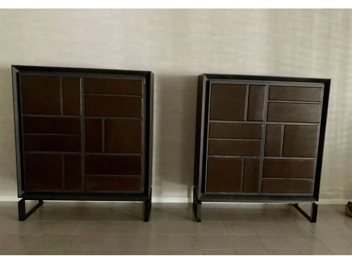 Credenza Maxime in legno rovere grigio e pelle, Baxter 9