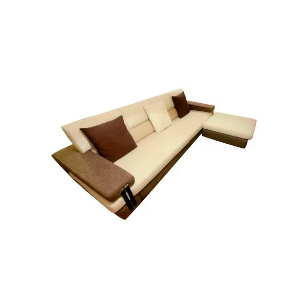 Two-tone fabric sofa with pouf, Aerre Italia image