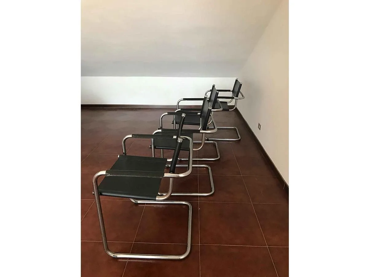 Set 4 sedie B34 di Marcel Breuer pelle (nero) 5