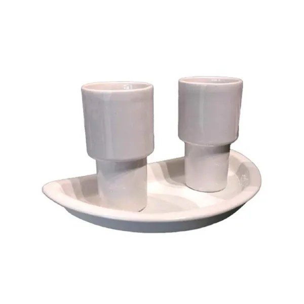 Sergio Asti ceramic set of 2 glasses and tray, Gabbianelli image