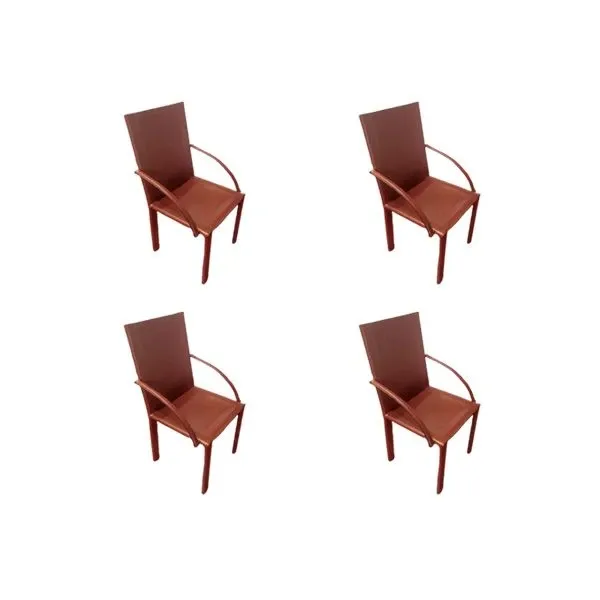 Set 4 poltroncine in cuoio rosso, Matteograssi image
