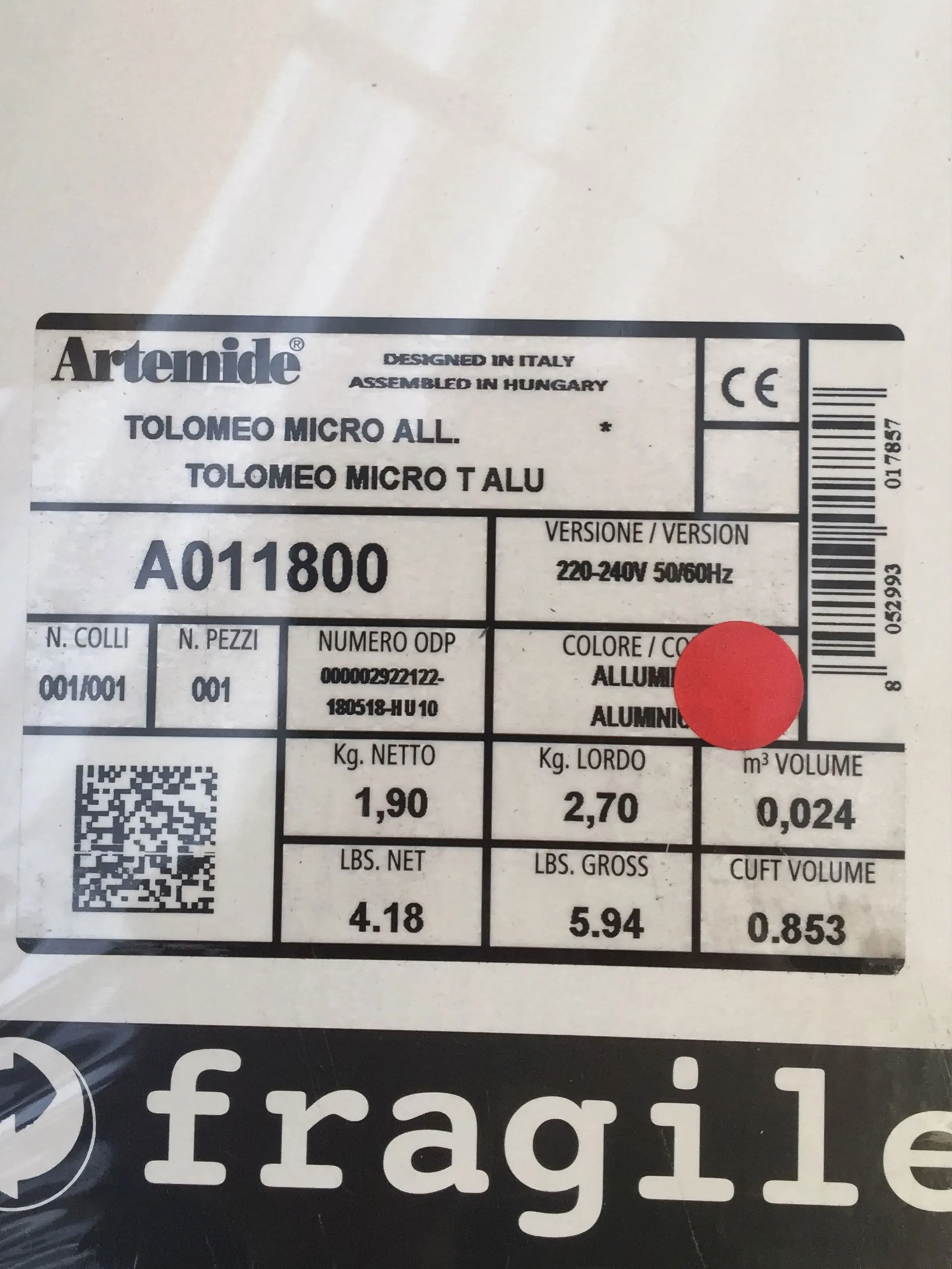 Tolomeo Micro, Artemide 6