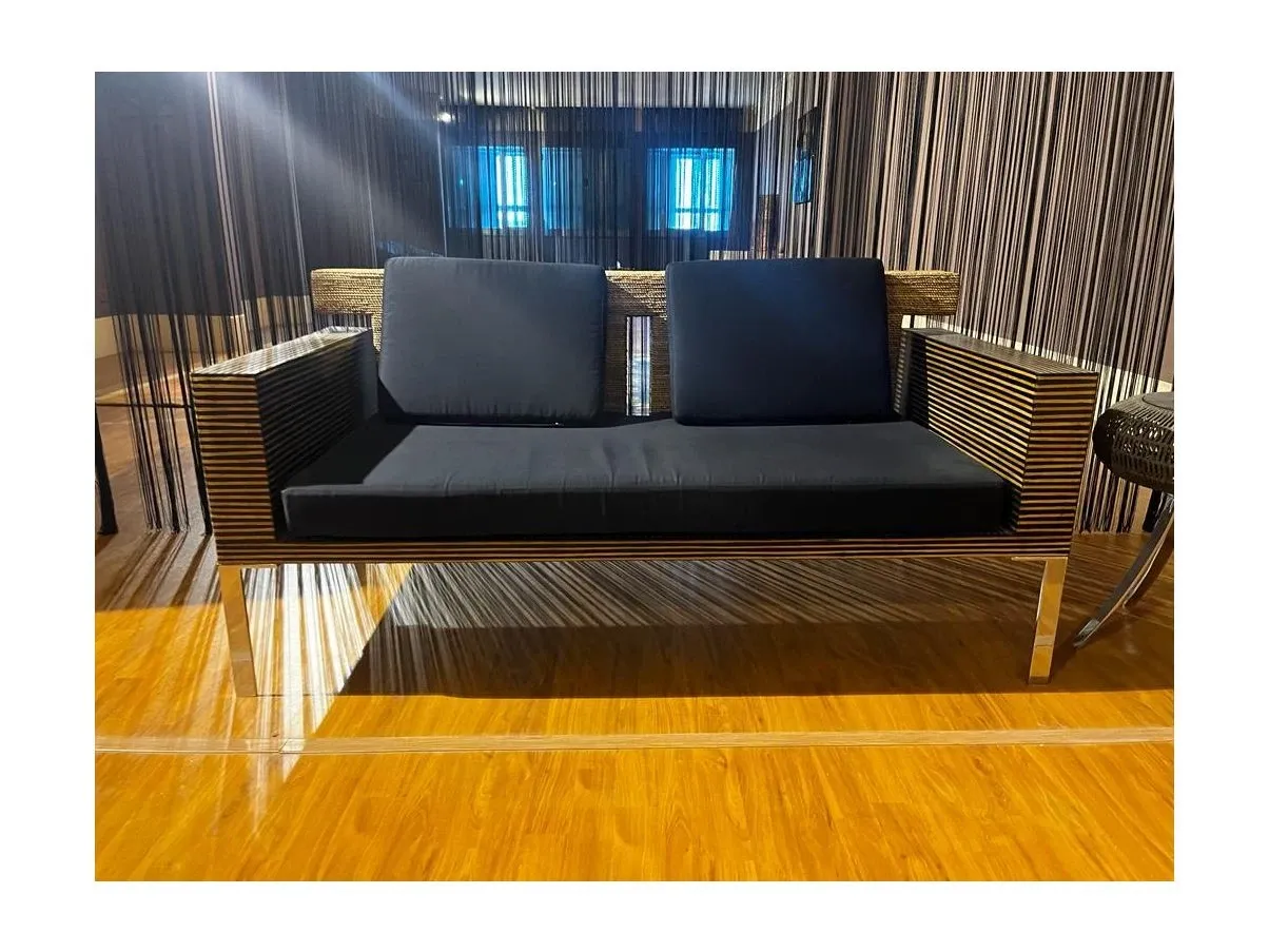 2 seater sofa in wood and Abaca, Intrecci 3
