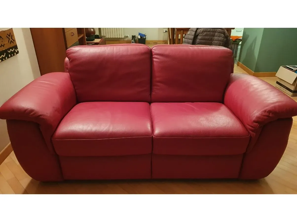 Divano 2 posti in pelle rosso, Natuzzi 2