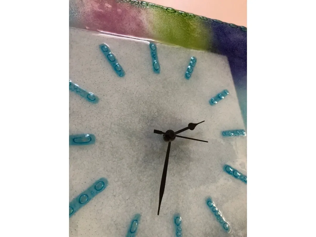 Vintage Murano Glas Wanduhr bunt 2