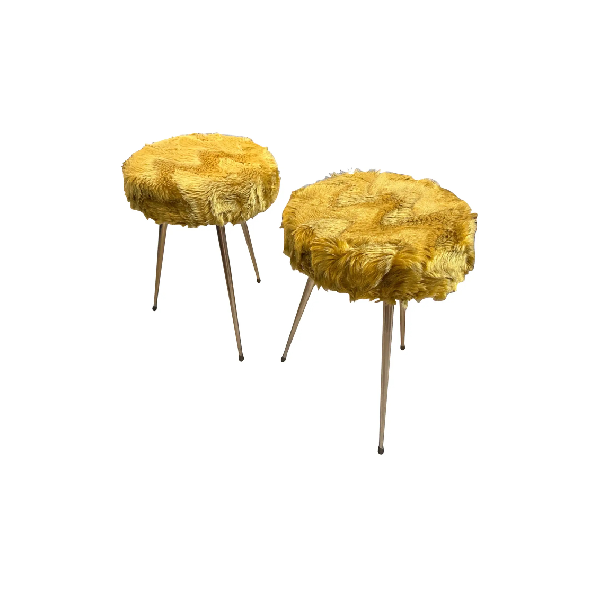 Set of 2 vintage yellow low stools (1960s), image