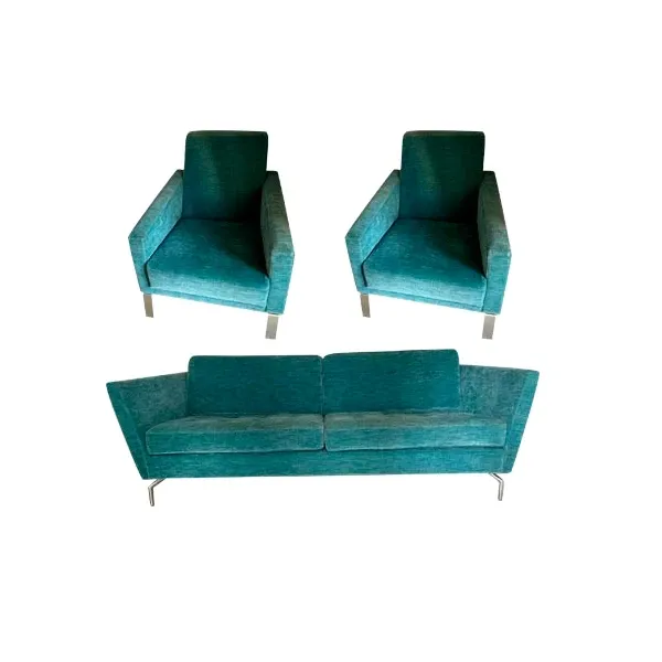 2 seater sofa set and 2 armchairs velvet (light blue), BoConcept image