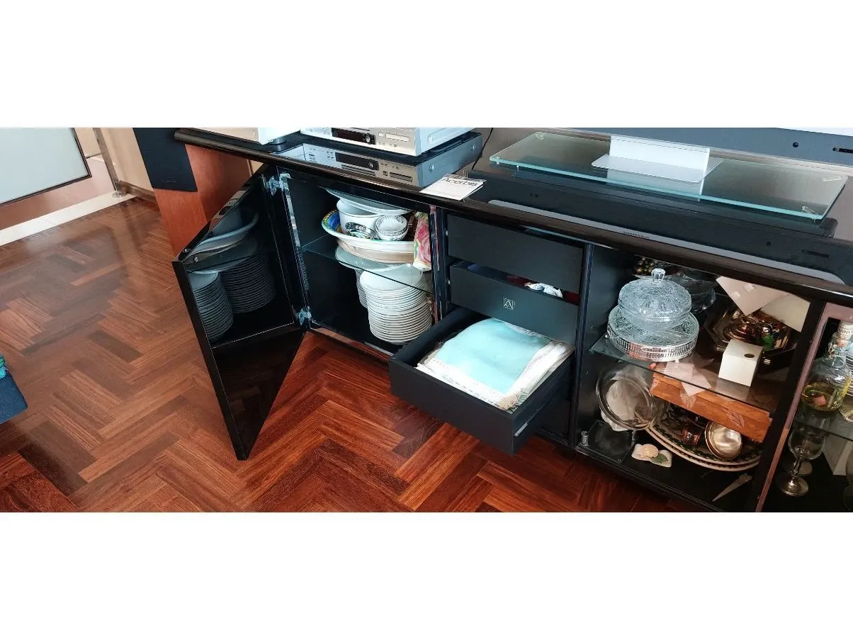 Madia Sheraton in legno laccato nero, Acerbis 3
