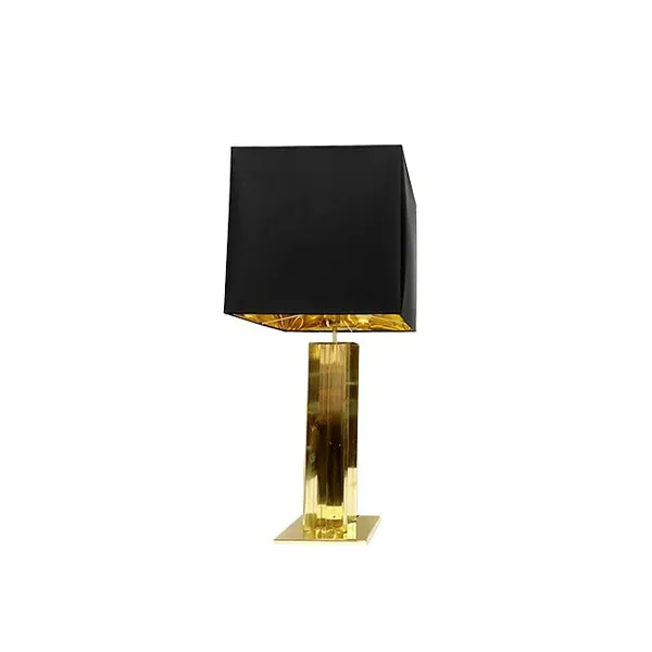 Vintage lamp in brass and black fabric (1970s) image