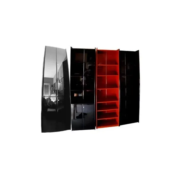 Vintage black and red modular bookcase (1960s), image