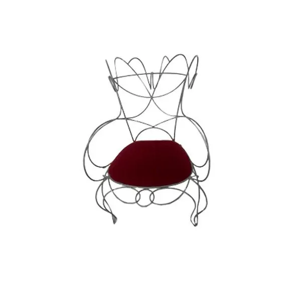 Ram Armchair chair (silver and red velvet), Ceccotti image